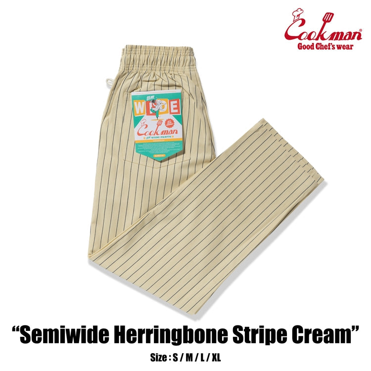 Cookman Chef Pants Semiwide - Herringbone Stripe : Cream