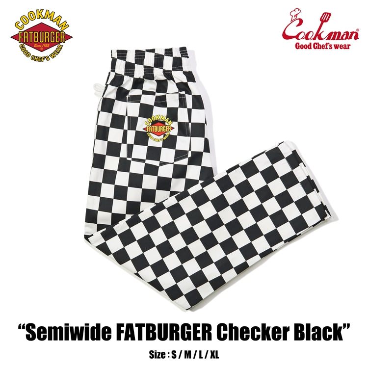 Cookman Chef Pants Semiwide FATBURGER Checker Black