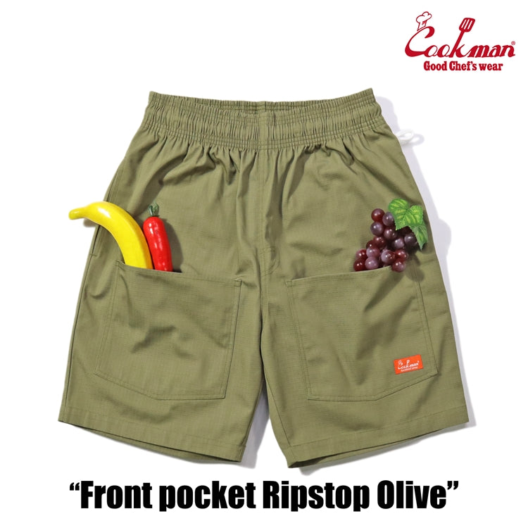 Cookman Chef Short Pants Front Pocket Ripstop Olive