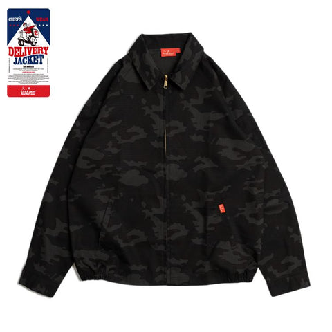 Delivery Jacket - Ripstop : Camo Black (Woodland)