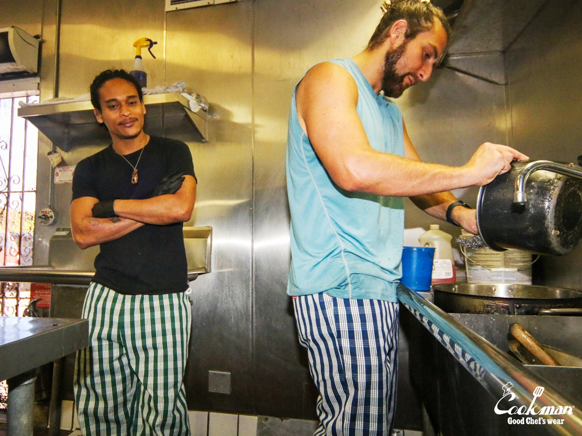 Chef Pants Semiwide -  PALAKA Check : Navy