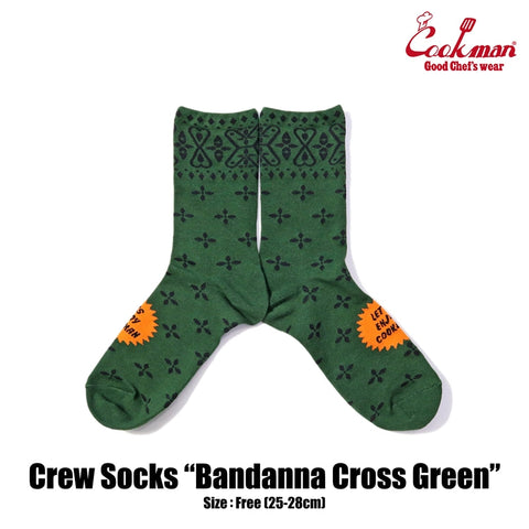 Crew Socks - Bandanna Cross : Green