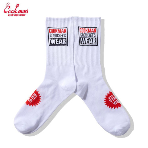 Rib Crew Socks - Vision Logo : White