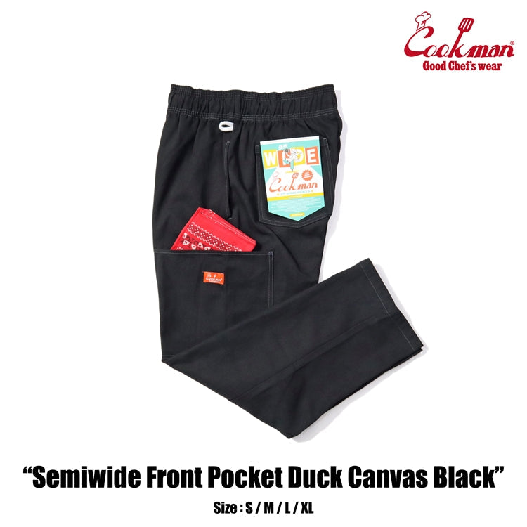 Cookman Chef Pants Semiwide - Front Pocket Duck Canvas : Black