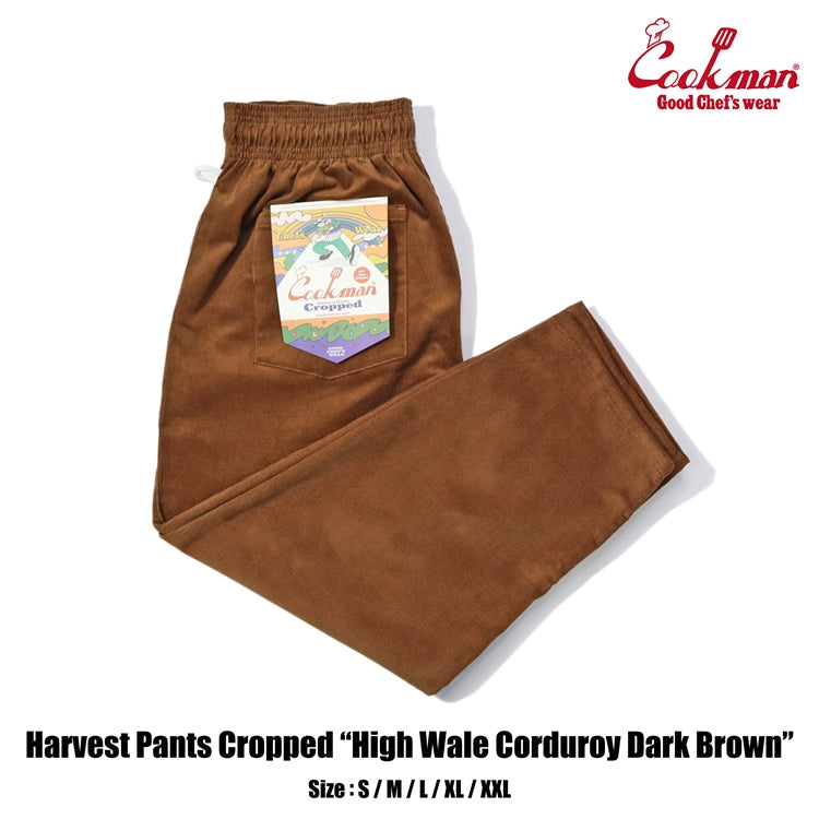 Cookman Harvest Pants Cropped - High Wale Corduroy : Dark Brown