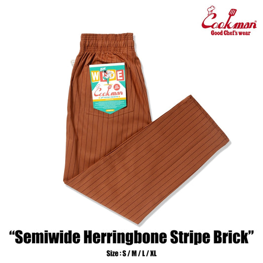 Cookman Chef Pants Semiwide -  Herringbone Stripe : Brick