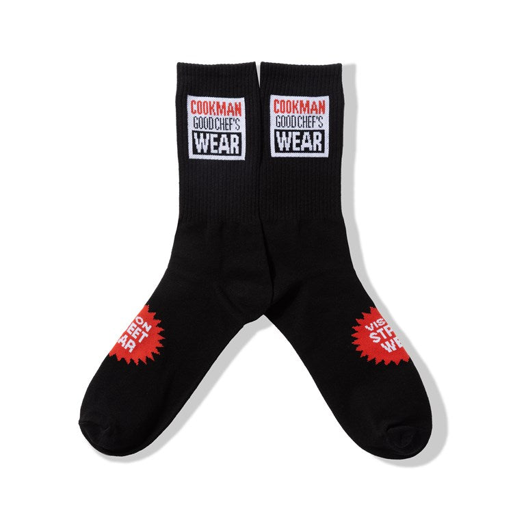 Cookman Rib Crew Socks - Vision Logo : Black