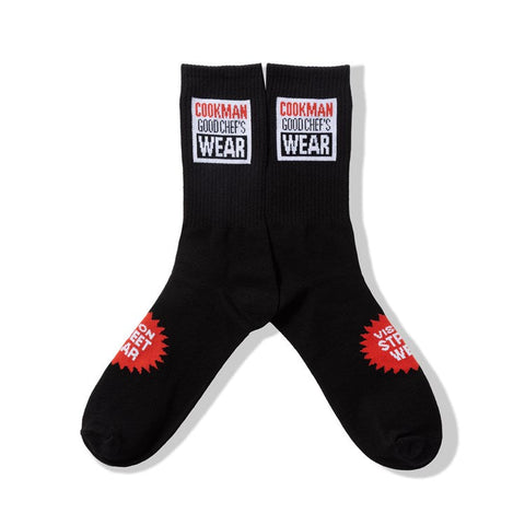 Cookman Rib Crew Socks - Vision Logo : Black