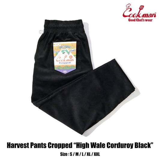 Cookman Harvest Pants Cropped - High Wale Corduroy : Black