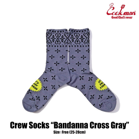 Crew Socks - Bandanna Cross : Gray