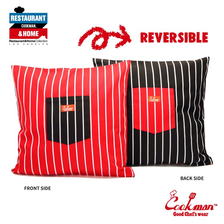 Cookman Pocket Cushion Cover (Reversible) - Stripe : Black & Red