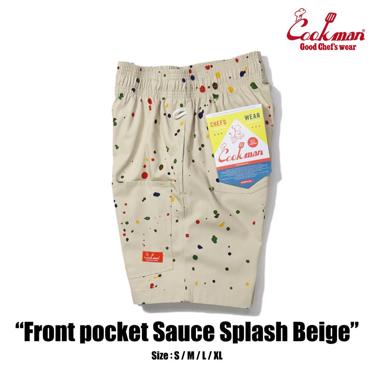 Chef Short Pants Front Pocket - Sauce Splash : Beige