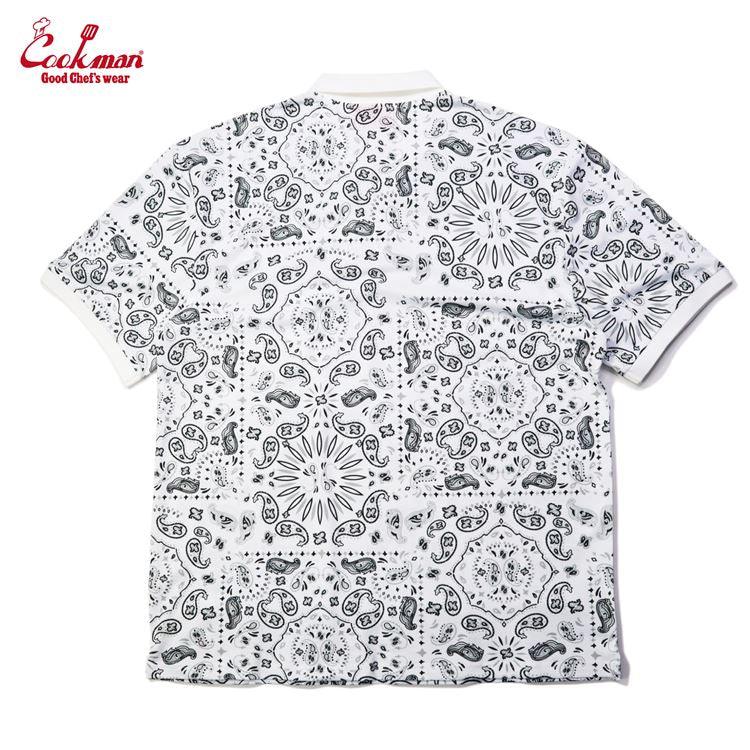 Cookman Polo Shirts - Paisley : White