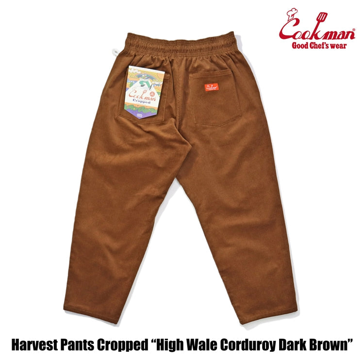 Cookman Harvest Pants Cropped - High Wale Corduroy : Dark Brown