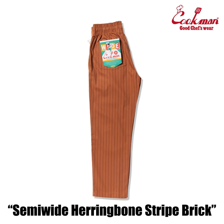 Cookman Chef Pants Semiwide -  Herringbone Stripe : Brick
