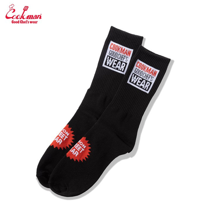 Cookman Rib Crew Socks - Vision Logo : Black