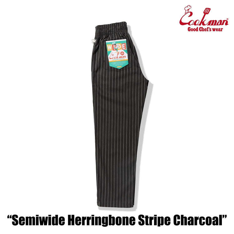 Cookman Chef Pants Semiwide -  Herringbone Stripe : Charcoal