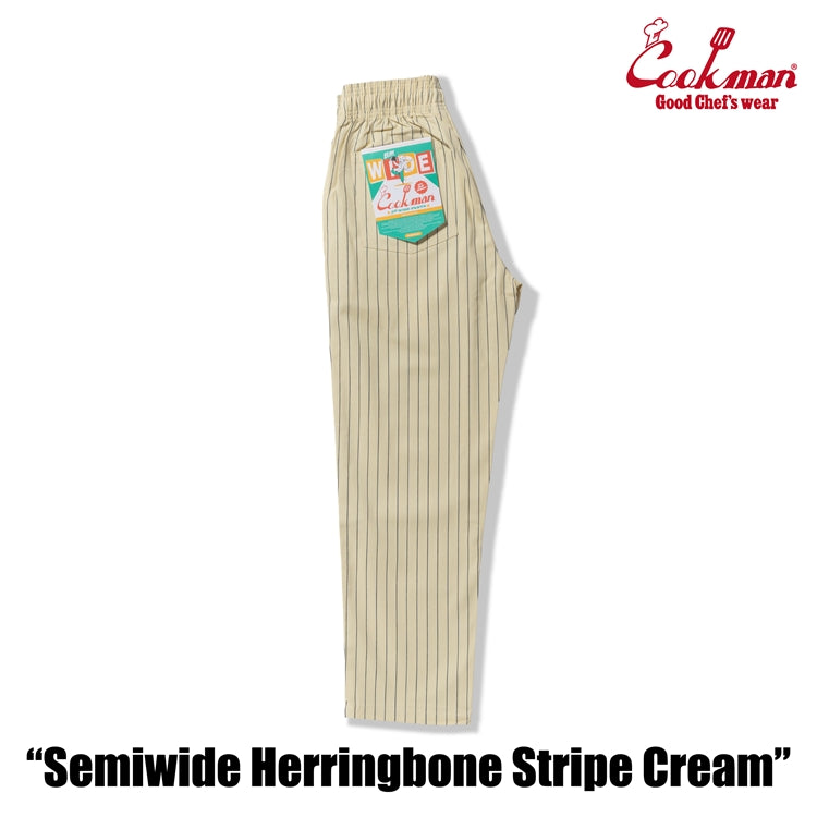 Cookman Chef Pants Semiwide -  Herringbone Stripe : Cream