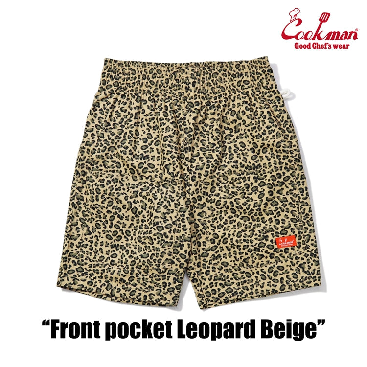 Chef Short Pants Front Pocket - Leopard : Beige