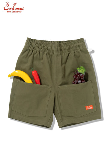 Chef Short Pants  Front pocket - Duck Canvas Olive