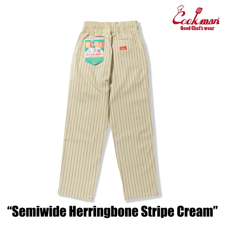 Cookman Chef Pants Semiwide -  Herringbone Stripe : Cream