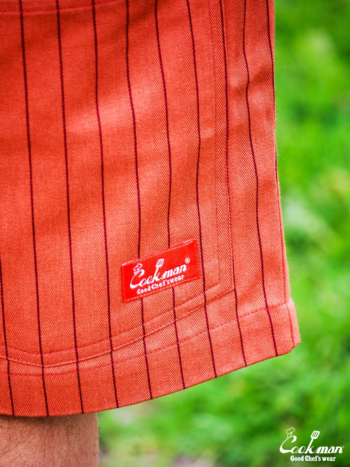 Chef Short Pants Front Pocket Herringbone - Stripe : Brick