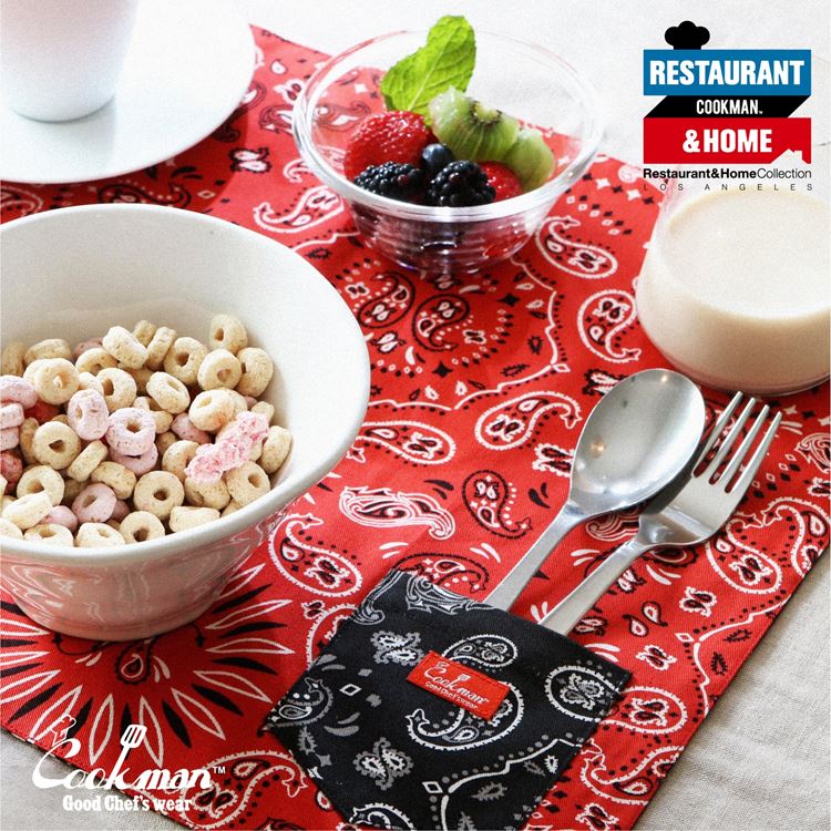 Cookman Pocket Placemat (Reversible) - Paisley Red & Black