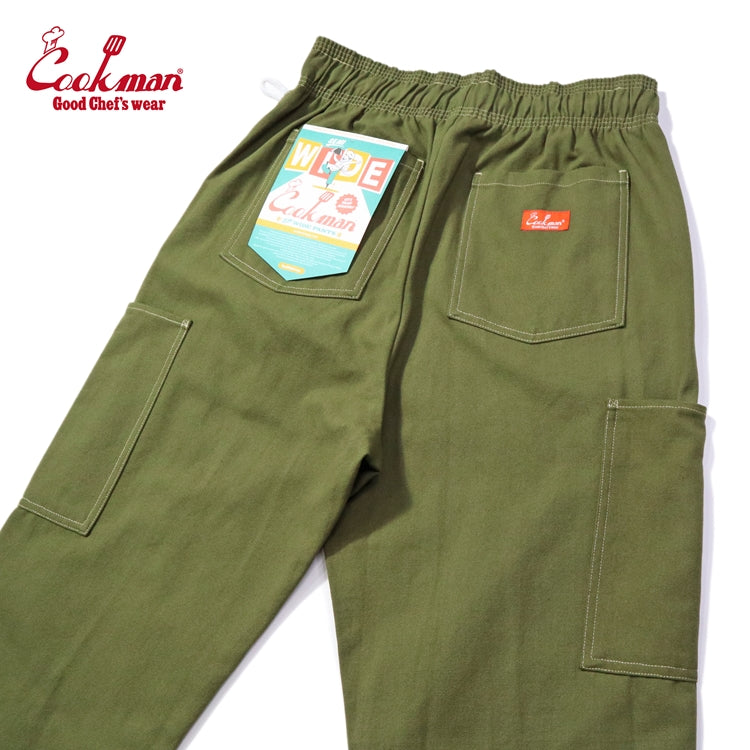 Cookman Chef Pants Semiwide - Front Pocket Duck Canvas : Olive