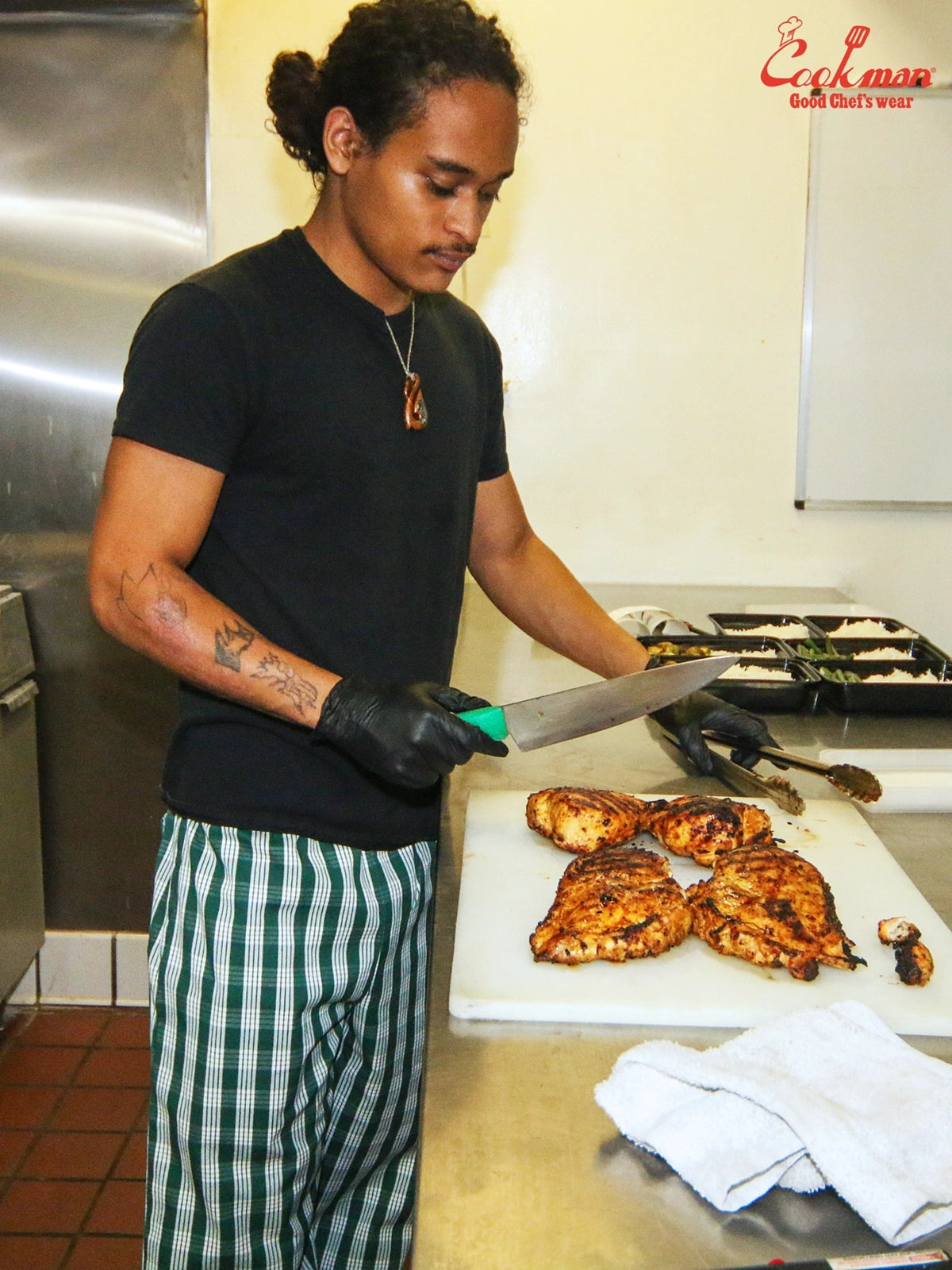 Chef Pants Semiwide -  PALAKA Check : Green