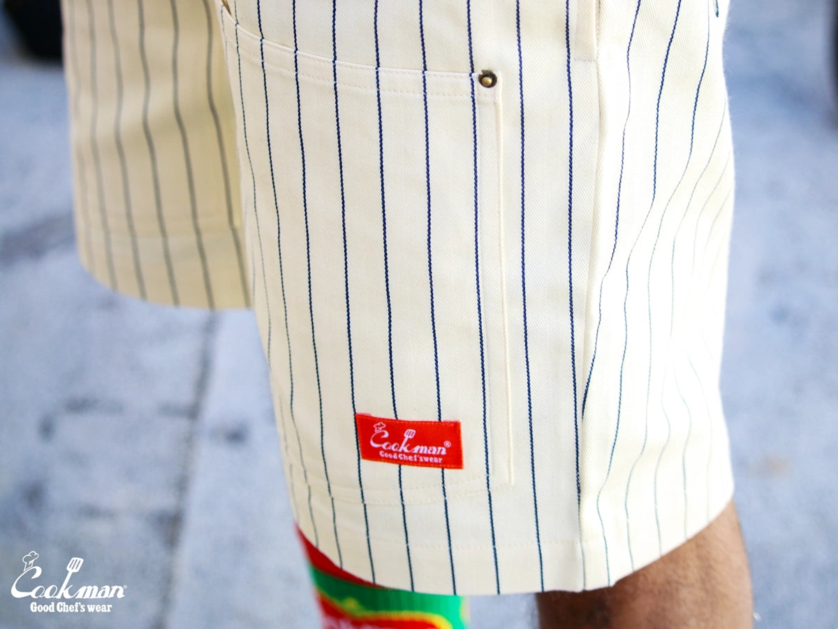 Chef Short Pants Front Pocket Herringbone - Stripe : Cream