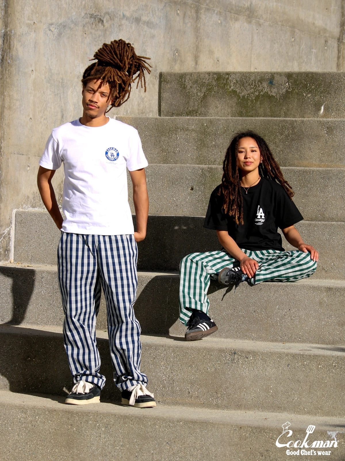 Chef Pants Semiwide -  PALAKA Check : Navy