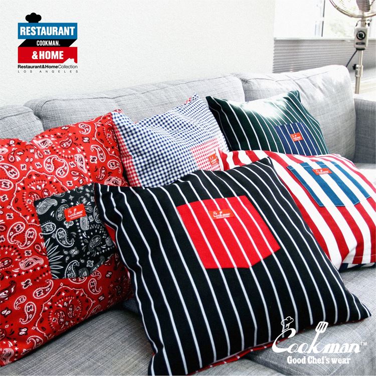 Cookman Pocket Cushion Cover (Reversible) - Stripe : Black & Red