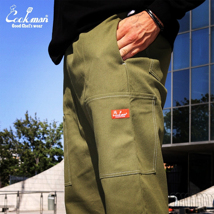 Cookman Chef Pants Semiwide - Front Pocket Duck Canvas : Olive