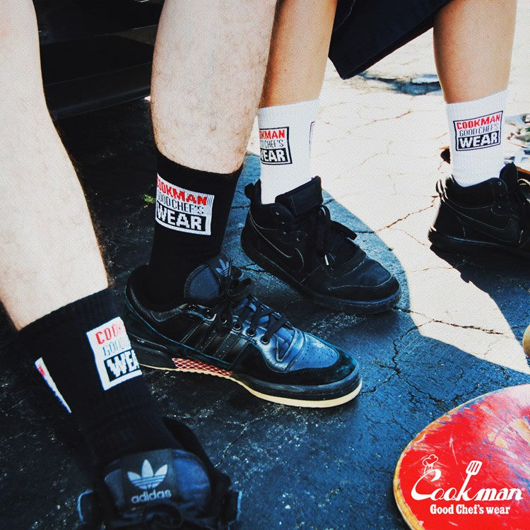 Cookman Rib Crew Socks - Vision Logo : Black
