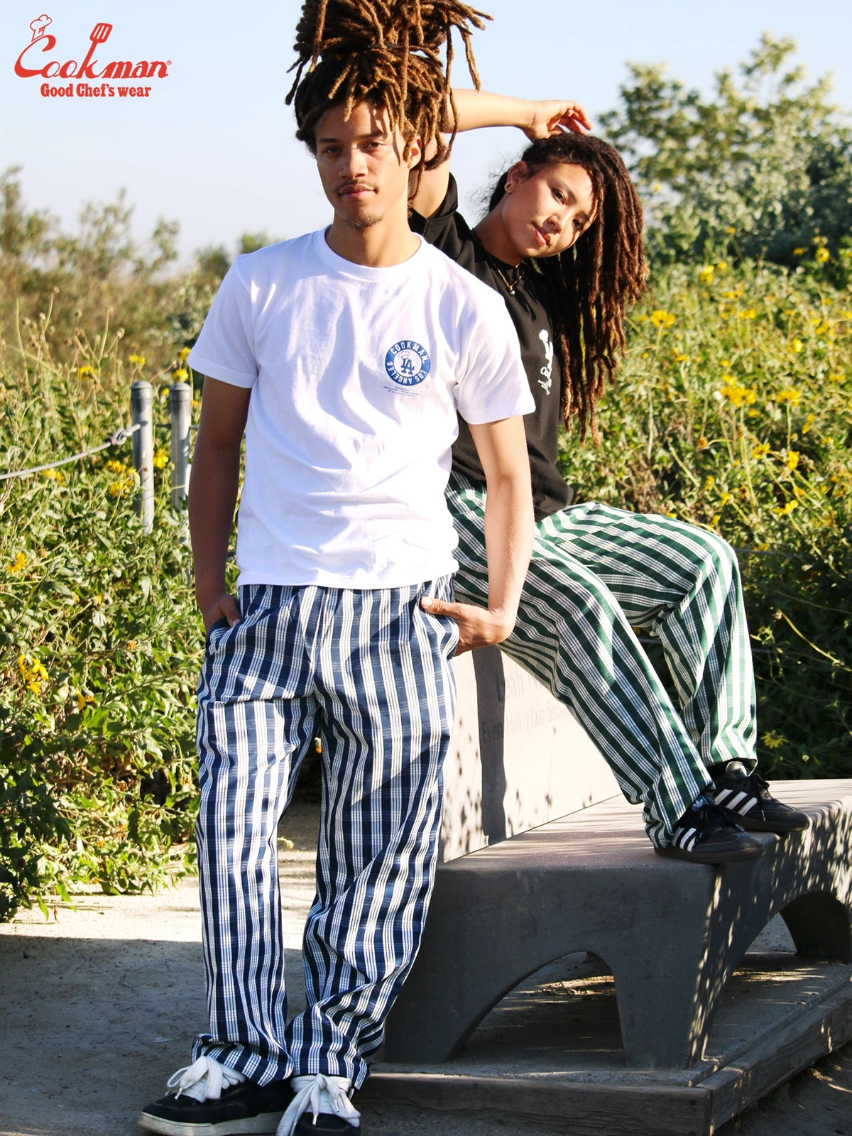 Chef Pants Semiwide -  PALAKA Check : Navy