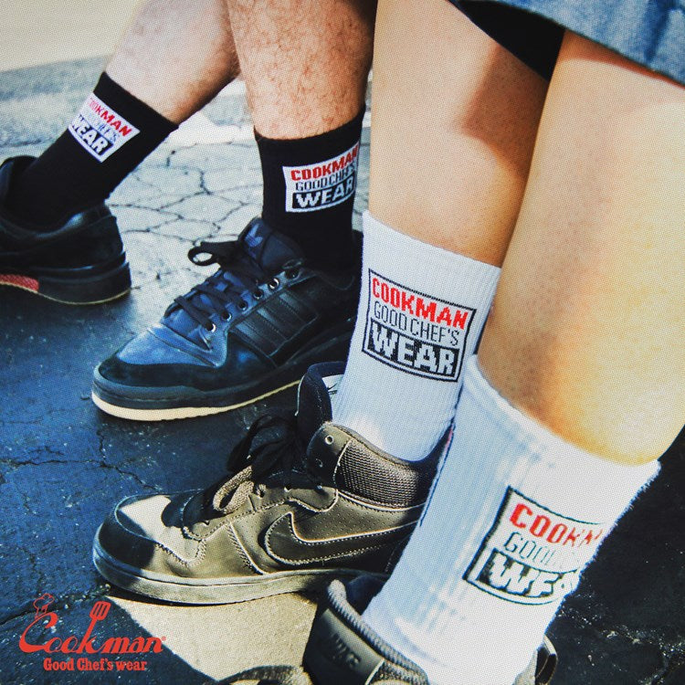 Cookman Rib Crew Socks - Vision Logo : Black