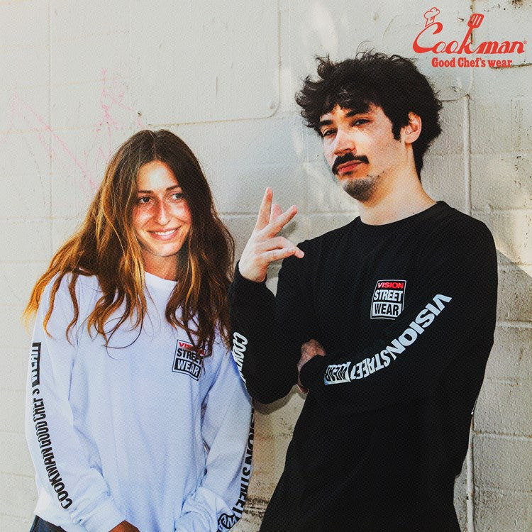 Cookman Long Sleeve Tees - Vision Logo : White