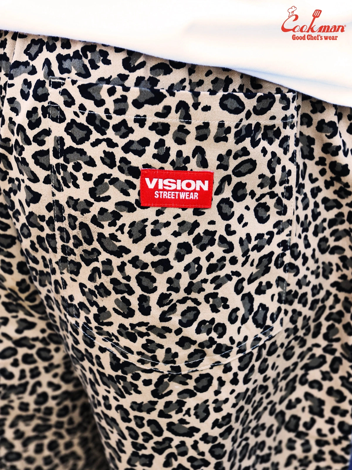 Chef Pants Short Black Belt  - Vision Leopard : Beige