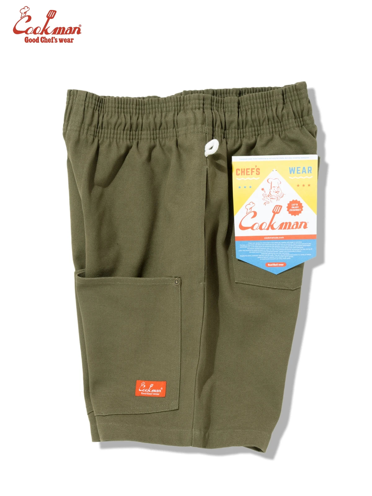 Chef Short Pants  Front pocket - Duck Canvas Olive