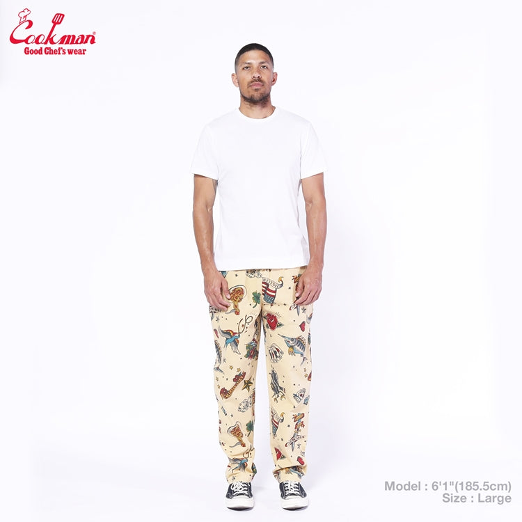 Cookman Chef Pants - Old Tattoo : Beige