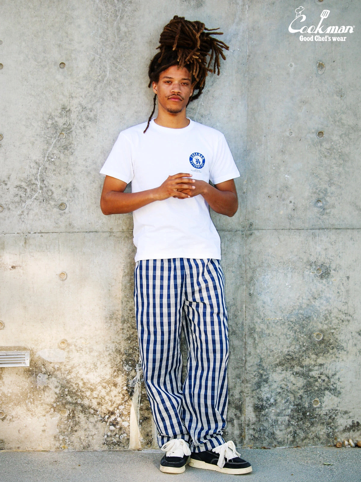 Chef Pants Semiwide -  PALAKA Check : Navy