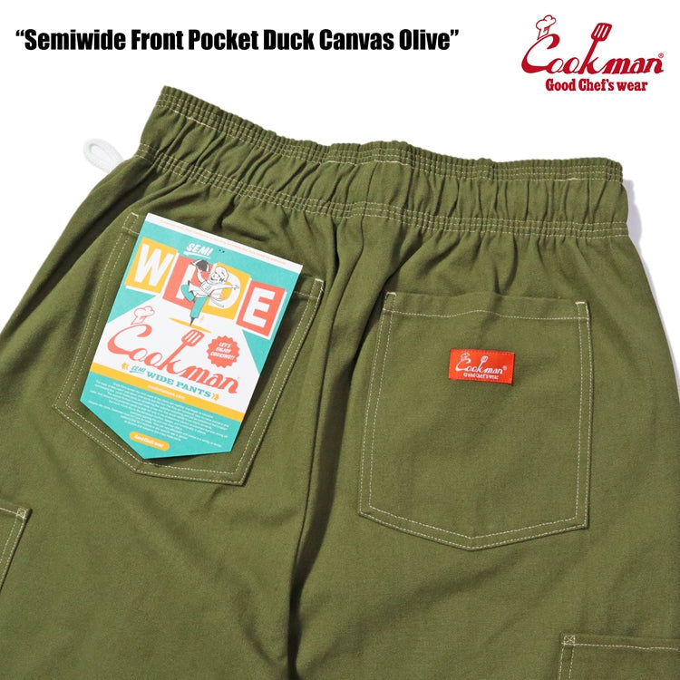 Cookman Chef Pants Semiwide - Front Pocket Duck Canvas : Olive