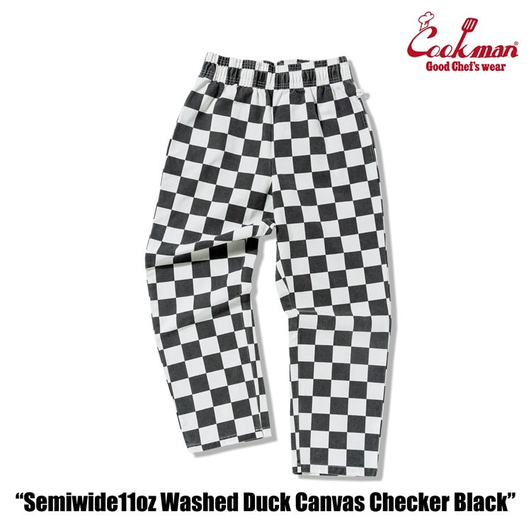 Cookman Chef Pants Semiwide -  Washed Duck Canvas Checker : Black