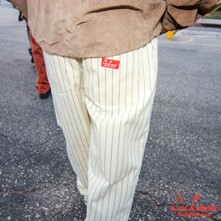 Cookman Chef Pants Semiwide -  Herringbone Stripe : Cream