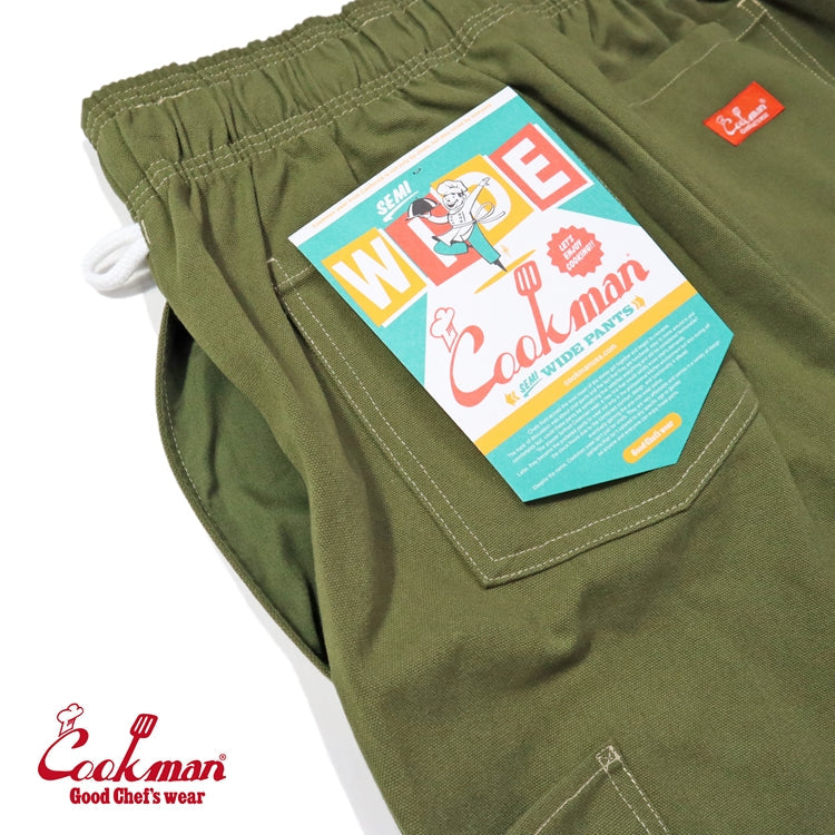 Cookman Chef Pants Semiwide - Front Pocket Duck Canvas : Olive