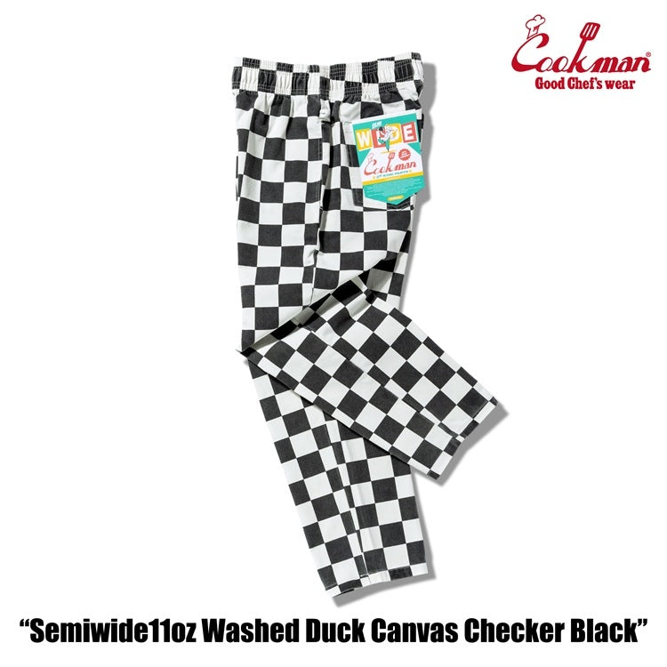 Cookman Chef Pants Semiwide -  Washed Duck Canvas Checker : Black