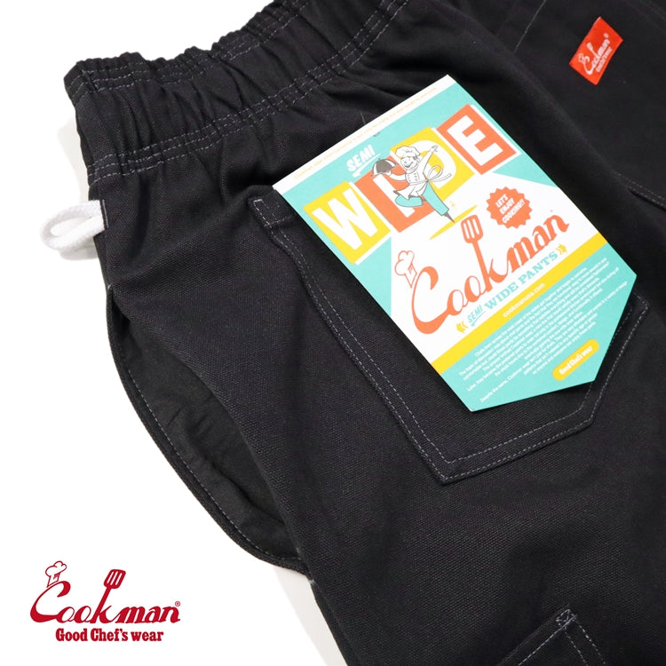 Cookman Chef Pants Semiwide - Front Pocket Duck Canvas : Black