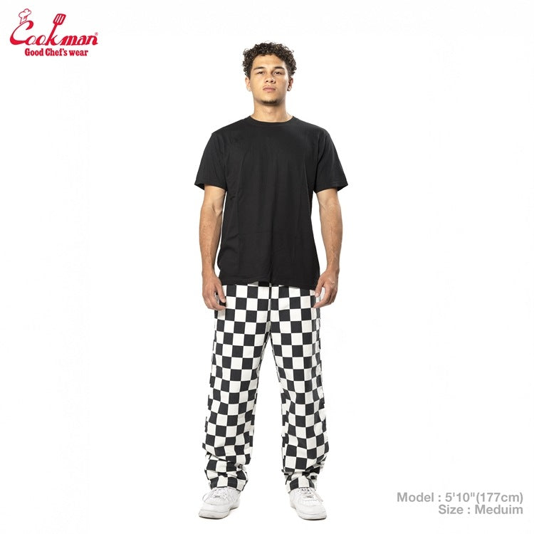 Cookman Chef Pants Semiwide -  Washed Duck Canvas Checker : Black