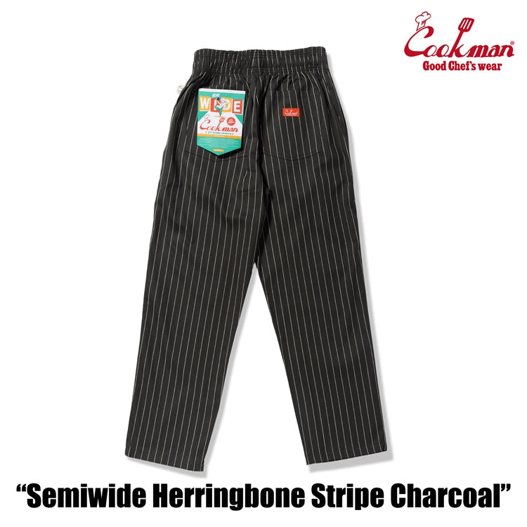 Cookman Chef Pants Semiwide -  Herringbone Stripe : Charcoal