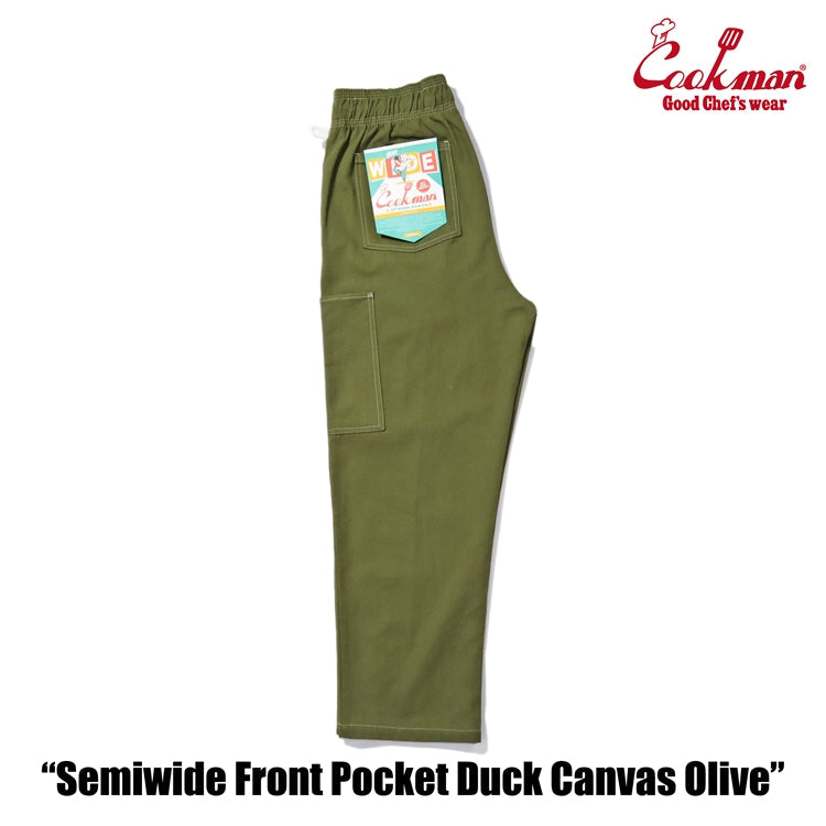 Cookman Chef Pants Semiwide - Front Pocket Duck Canvas : Olive